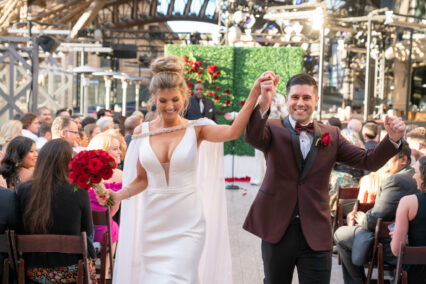 bride and groom walking down the aisle