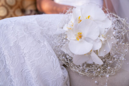 bride with flowers