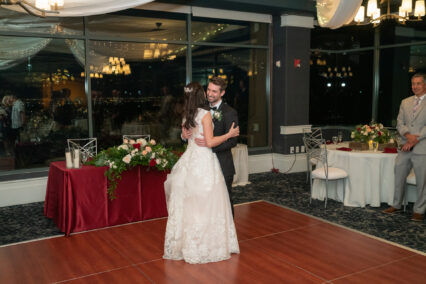 bride and groom dancing