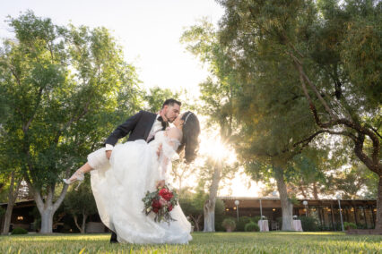 groom kissing bride