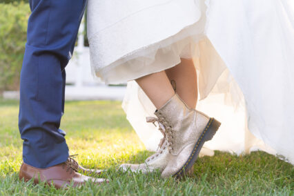 feet of bride and groom