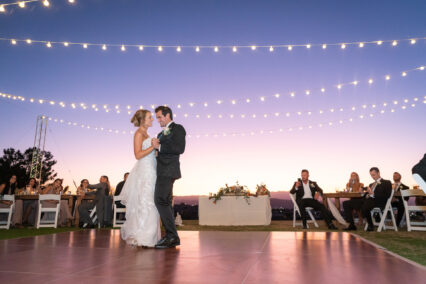 bride and groom dancing