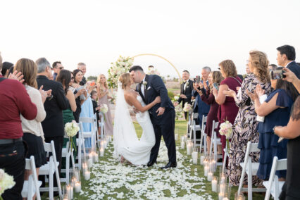 bride and groom kissing