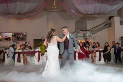 bride and groom dancing