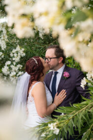 bride and groom kissing