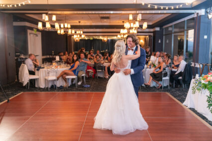 bride and groom dancing