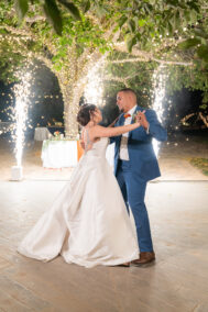 bride and groom dancing