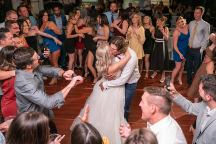 bride and groom kissing