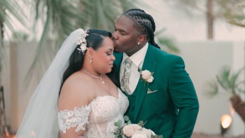 groom kissing bride